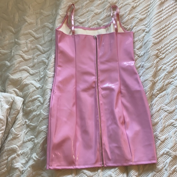 Pink faux leather body con dress - Picture 4 of 4